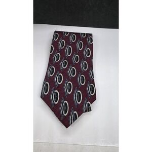 George Machado Maroon Black Geometric 100% Imported Silk Necktie Men's Tie